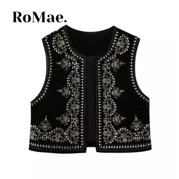 Vintage Boho Black Summer Vest