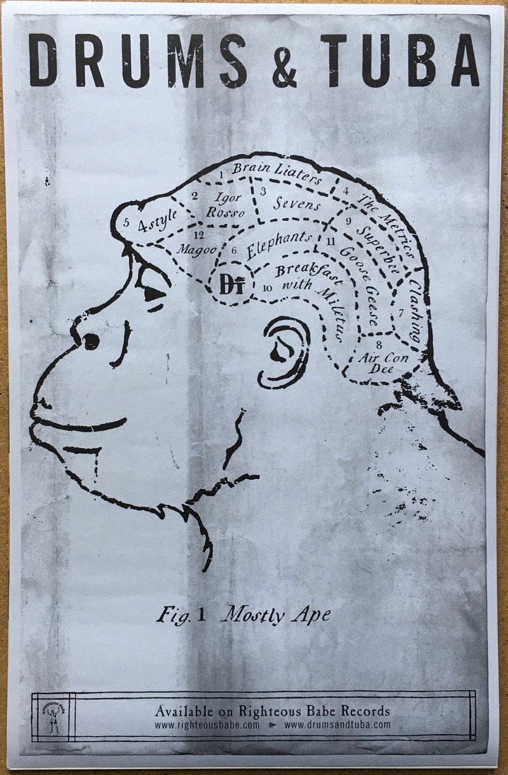 Drums and Tuba Mostly Ape Rare Double Sided Promo Poster Righteous Babe