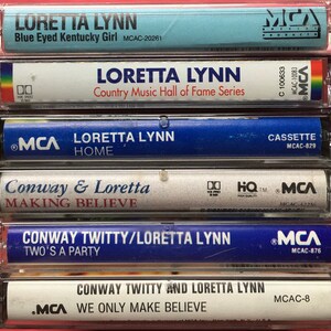 6 Loretta Lynn Country Cassettes in Excellent Condition Conway Twitty