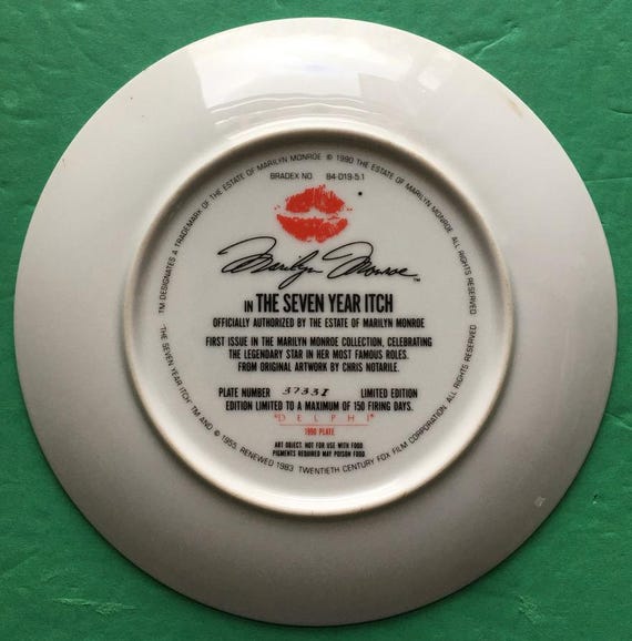 Marilyn Monroe 7 Year Itch DELPHI Collectors Plate 20th C Fox