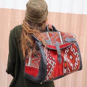 Kelim Weekender Bag, Kelim Weekender Tasche, Unisex Boho Reisetasche, Vintage Teppich Reisetasche, Kilim Weekender Bag uni
