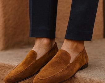 Mocasines de conducción de ante hechos a mano - Mocasines sin cordones para hombre