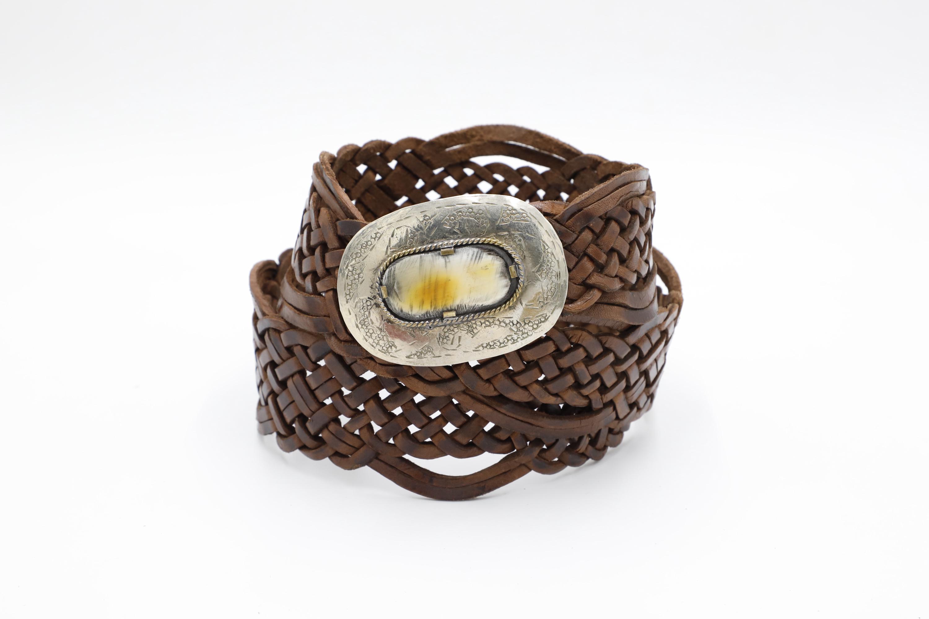 Vintage Moroccan Leather Concho Belt | 925 Sterling Silver  display picture 1
