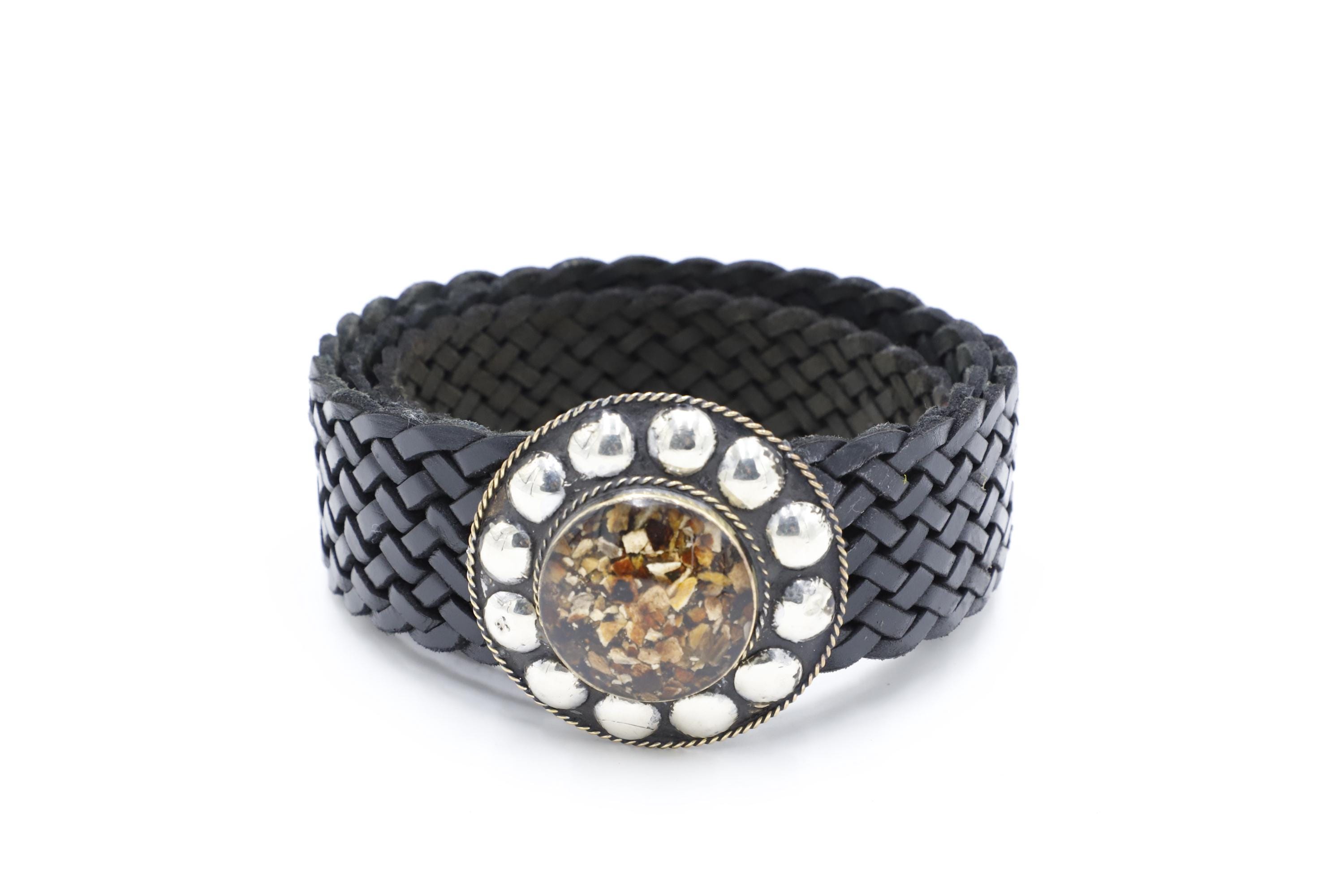 Vintage Moroccan Leather Concho Belt | Hand-braided Sterling  display picture 3