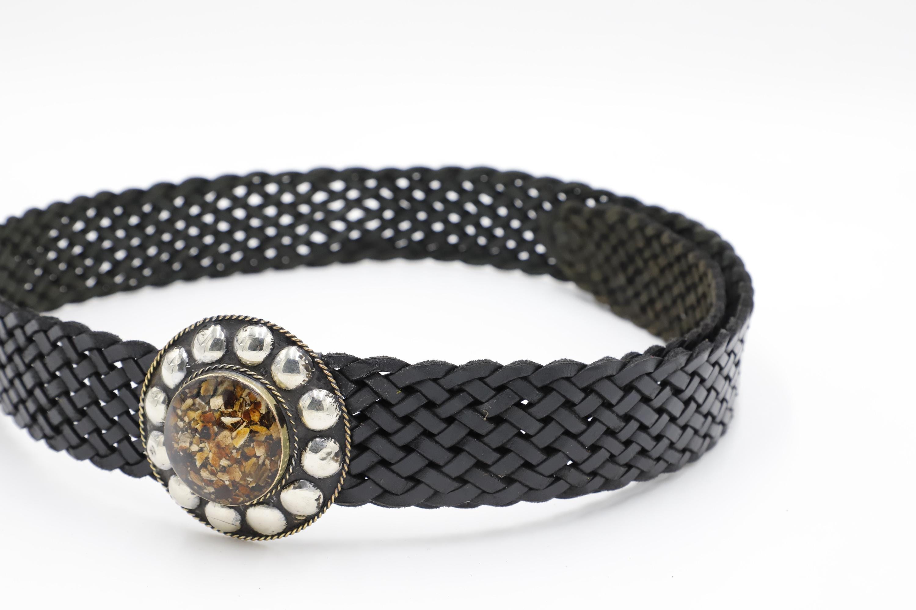 Vintage Moroccan Leather Concho Belt | Hand-braided Sterling  display picture 1