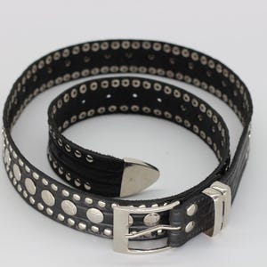 Vintage Moroccan Engraved Concho Style Belt White Leather Silver Western Boho Vintage moroccan leather belt - Gem main image 3