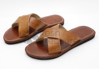 Handmade Moroccan Leather Sandals for Men: Summer Slides