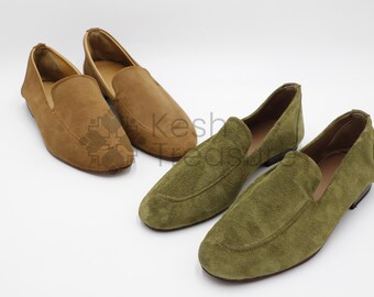 Mocasines de ante hechos a mano para hombre: mocasines de conducción sin cordones
