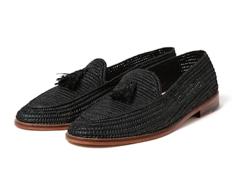 Herrenschuhe aus Bast, Loafer aus Bast für die Hochzeit, handgemachter Mokassin für Herren