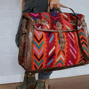 Kelim Reisetasche, Ledertasche, Weekendertasche, Kelimtasche, Kelimtasche, Kelim Tasche, Handgemachte Tasche, Wochenendtasche Kelim