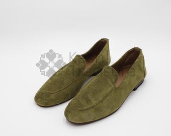 Mocasines de conducción de ante hechos a mano - Mocasines sin cordones para hombre
