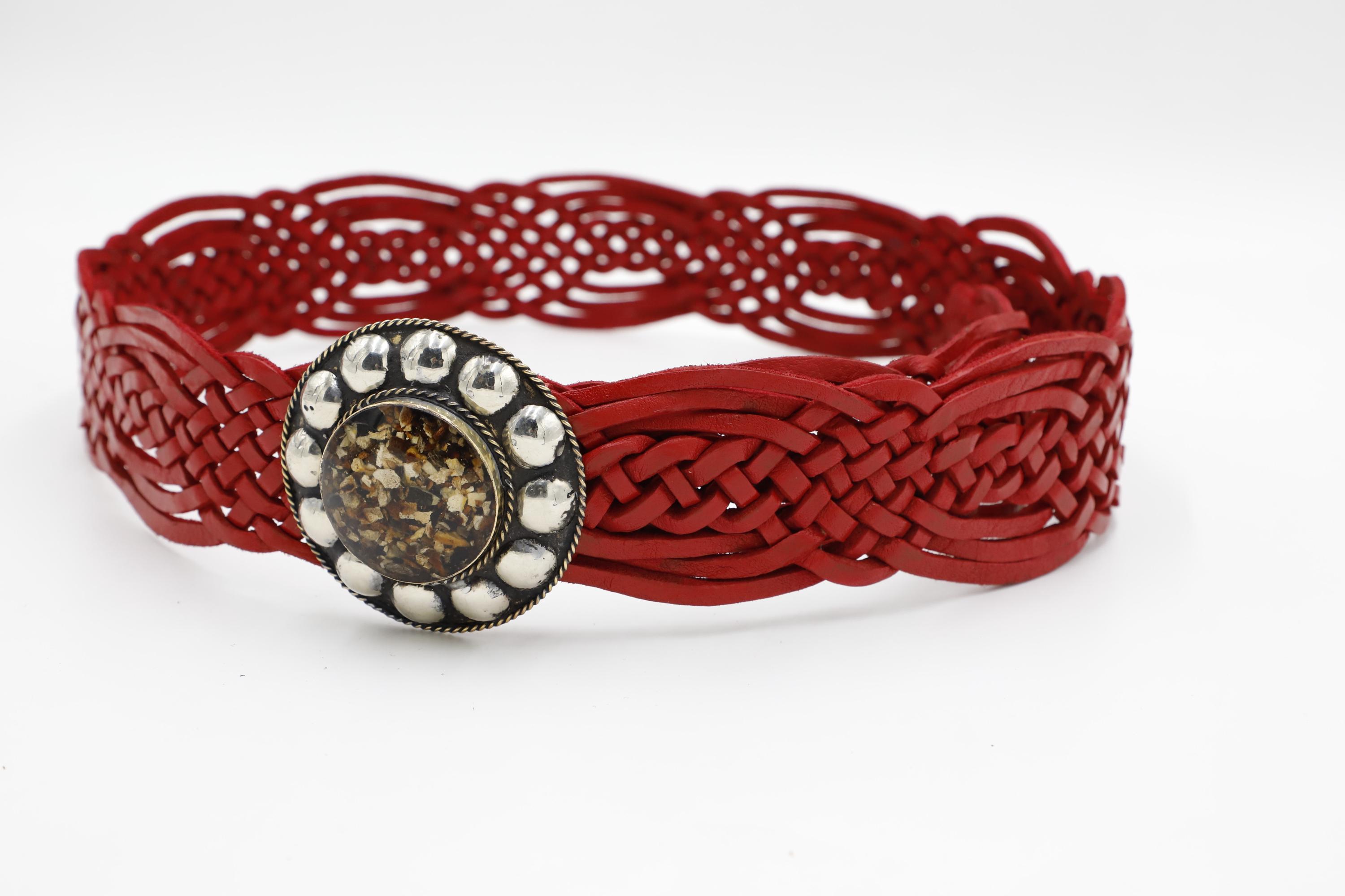Handmade Moroccan Leather Belt Women – Vintage Silver Buckle 