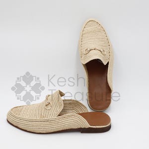 Mules men, raffia mule for men, men's woven Babouche