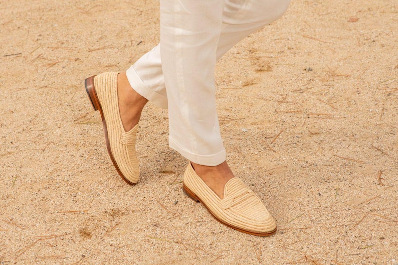 Wedding Raffia Shoes Men, Moroccan Raffia Shoes, Raffia Loafers for Men, Handmade Raffia Loafers, Premium Raffia Loafers, Men’s Raffia Shoes unique gift for your father, grandfather, or a special friend raffia moccasins are perfect  stylish new pair