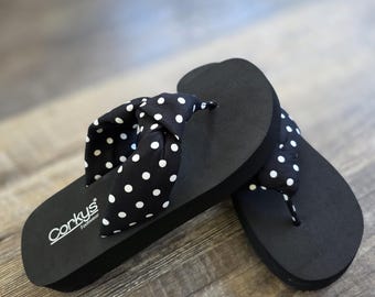 Black Polka Dot You Go Girl Corkys Flip-flops