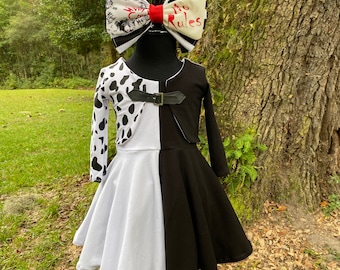 Cruella 2021, Dalmation Dress, Custom Cosplay, Masquerade, Costume, Casual