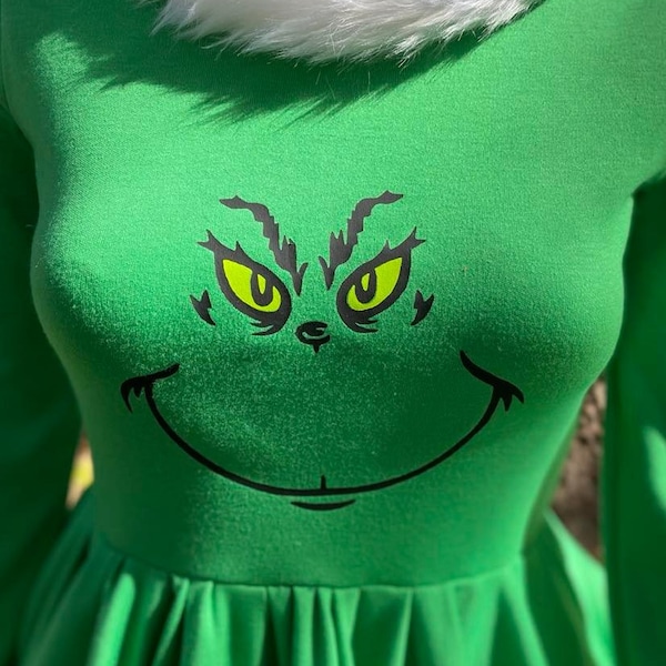 Grinch Christmas Dress, Cosplay, Party Costume, Holiday Outfit, Women Size 2-20