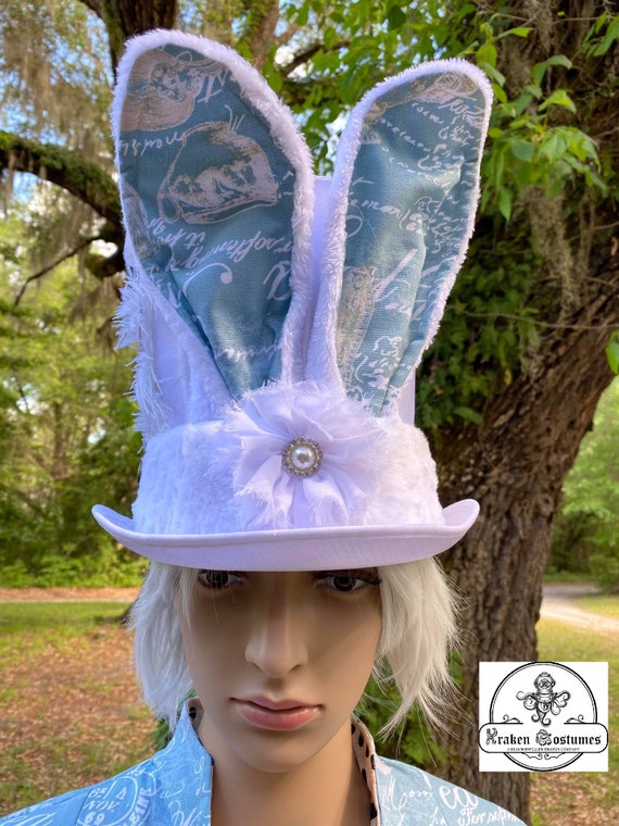 White Rabbit Hat Alice in Wonderland Costume Top Hat Etsy