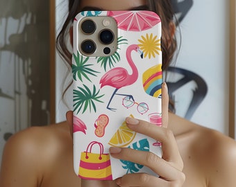 Beachy roze collage zomer preppy en schattig esthetische telefoonhoesje iPhone 15 14 13 12 11 Pro Max 8 Plus X, Samsung Galaxy S23 S22 S20 Ultra