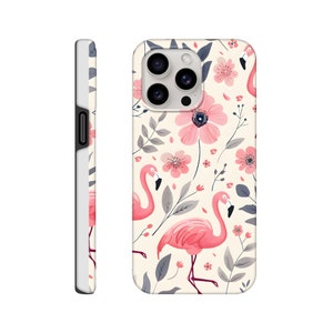 Birth Month Flower Pink Flamingos Birthday Phone Case iPhone 14 13 12 Pro Max Mini X Xs Xr SE Tough Case, Samsung Galaxy S20 S21 S22 Ultra image 4