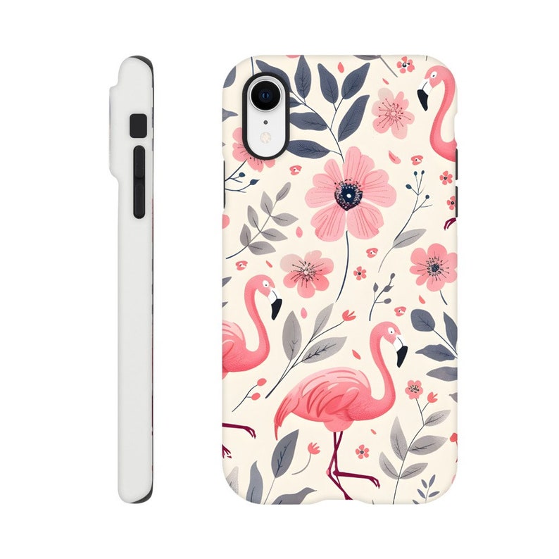 Birth Month Flower Pink Flamingos Birthday Phone Case iPhone 14 13 12 Pro Max Mini X Xs Xr SE Tough Case, Samsung Galaxy S20 S21 S22 Ultra iPhone XR