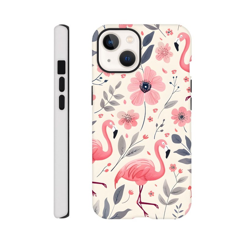 Birth Month Flower Pink Flamingos Birthday Phone Case iPhone 14 13 12 Pro Max Mini X Xs Xr SE Tough Case, Samsung Galaxy S20 S21 S22 Ultra image 7