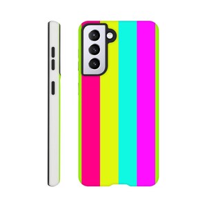 Matching Summer Rainbow Neon Stripes Phone Case iPhone 14 13 12 Pro Max Mini X Xs Xr SE Tough Case, Samsung Galaxy S20 S21 S22 Ultra image 3