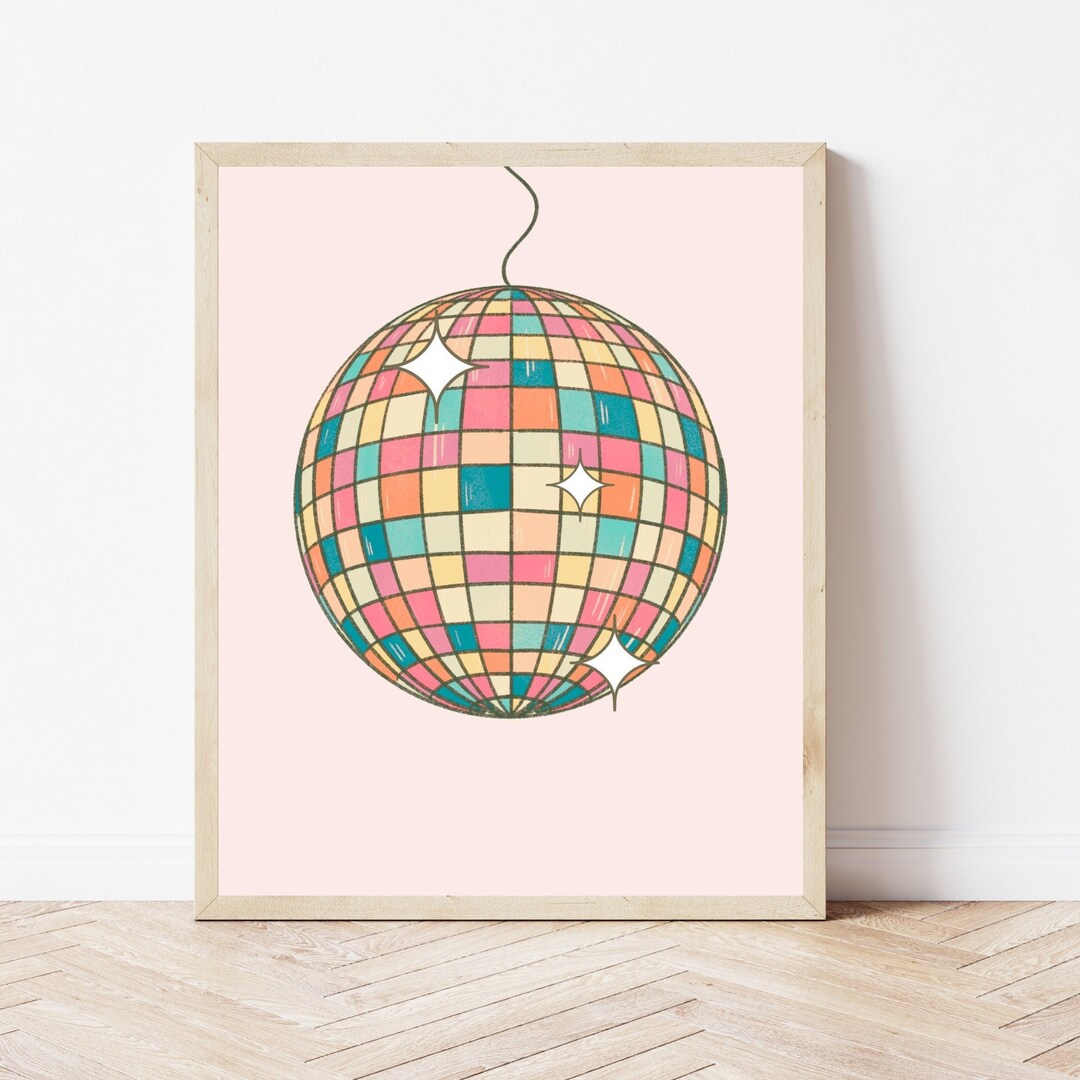 Retro Disco Balls70s Style Postertrendy Retroboho Wall Artdisco