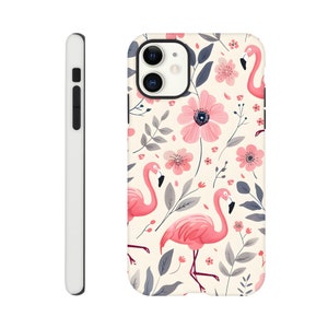 Birth Month Flower Pink Flamingos Birthday Phone Case iPhone 14 13 12 Pro Max Mini X Xs Xr SE Tough Case, Samsung Galaxy S20 S21 S22 Ultra image 6