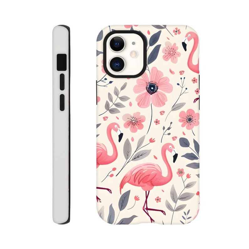 Birth Month Flower Pink Flamingos Birthday Phone Case iPhone 14 13 12 Pro Max Mini X Xs Xr SE Tough Case, Samsung Galaxy S20 S21 S22 Ultra image 8