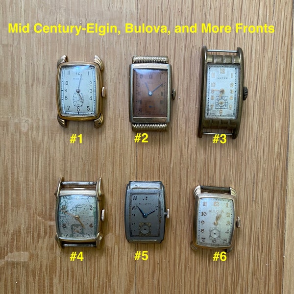 Mid Century, Art Deco-Elgin, Bulova & More Cased Watch Movements, Sold As Is, For Repair, Parts, Steampunk, Jewelry Making, Crafts and More