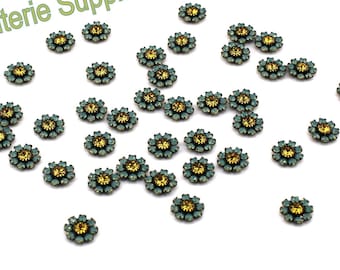 Austrian Crystal Flowers, Light Topaz and Pacific Opal Dainy Crystal Flowers for DIY Jewelry, Embellishments Fit in 8mm Empty Cup Chains x6