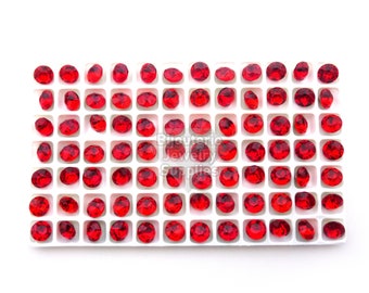 Aurora Light Siam Red Loose Crystals, 1088 8mm Round 39ss Chatons, Point Back Foiled Highly Faceted, DIY Empty Cup Chain Quantity Discounts