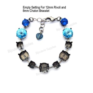 Bracelet Base For Jewelry Making, Empty Cup Chain Setting for Swarovski 12mm 1122 Rivoli and 8mm Chaton, Assorted finishes, Almost Finished