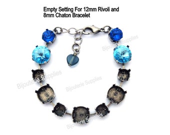 Bracelet Base For Jewelry Making, Empty Cup Chain Setting for Swarovski 12mm 1122 Rivoli and 8mm Chaton, Assorted finishes, Almost Finished
