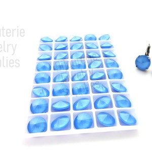 Sky Blue Loose Crystals, 1122 12mm Round Rivoli, Pointy Top, Empty Cup Chain Crystals, Lacquered Blue, DIY Jewelry, Multi Pack Discounts