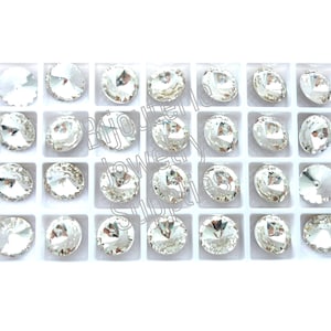 Aurora Crystal 1122 14mm Rivoli Round Loose Crystals, Pointed Foiled Back For setting or gluing, DIY Cup-Chain Jewelry, Multi Pack Discount
