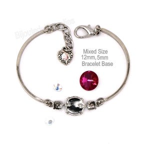 Base de pulsera para la fabricación de joyas, engaste de cadena de copa vacía para Rivoli de 12 mm y Chatons de acero inoxidable de 24 mm, barra de 3 copas, acabados surtidos, casi terminado