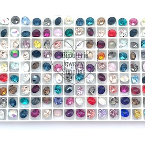 Preciosa Maxima Loose Crystal Chatons, 6mm 29ss Round Foiled Chatons, Highly Faceted, Assorted Sparkly Colors, DIY Jewelry Supplies