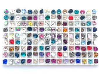 Preciosa Maxima Loose Crystal Chatons, 6mm 29ss Round Foiled, AB and Custom Colors, Highly Faceted Assorted Colors, DIY Jewelry Supplies