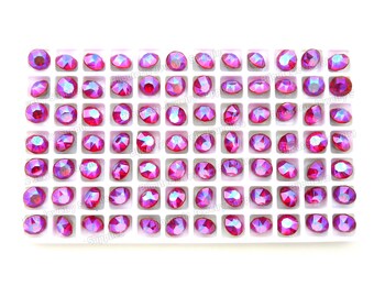 Aurora Light Siam Shimmer Loose Crystals, 1088 8mm Round Foiled Back 39ss Chatons, Empty Cup Chain Point Back, DIY Jewelry Quantity Discount