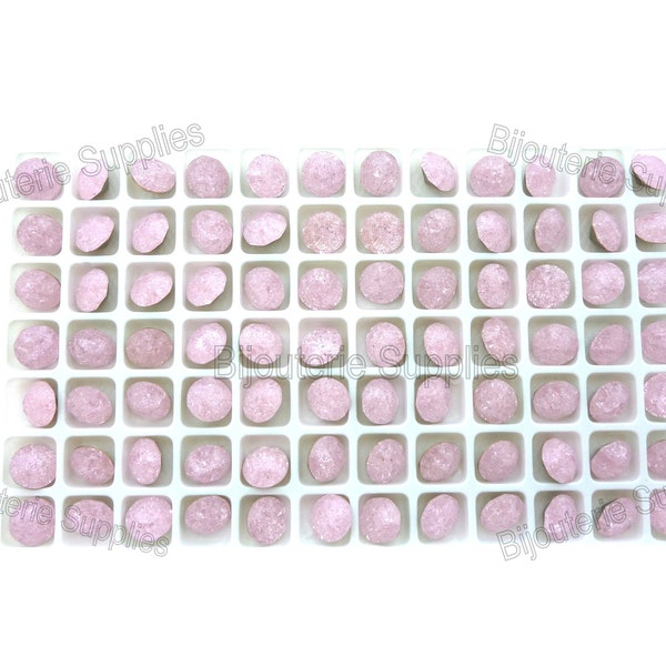 Aurora Crystal Light Rose Ice Loose Foiled Back Crystals, Light Pink Speckled 1088 8mm Round 39ss Highly Faceted Chatons, Quantity Discounts