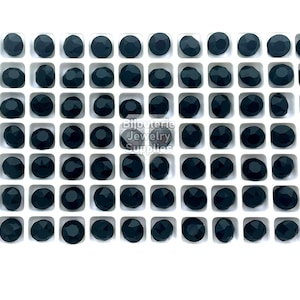 Jet Black Loose Crystals, 1088 8mm Round Unfoiled 39ss Chatons, Highly Faceted Crystals for Setting Empty Cup Chain, DIY Jewelry Supplies