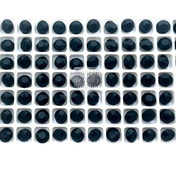 Jet Black Loose Crystals, 1088 8mm Round Unfoiled 39ss Chatons, Highly Faceted Crystals for Setting Empty Cup Chain, DIY Jewelry Supplies
