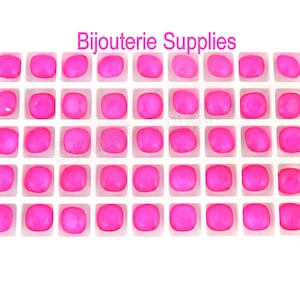 Aurora Electric Pink Loose Crystals, 4470 10mm Fancy Cushion Rounded Square, Hot Neon Pink, DIY Cup Chain Jewelry, Quantity Discount