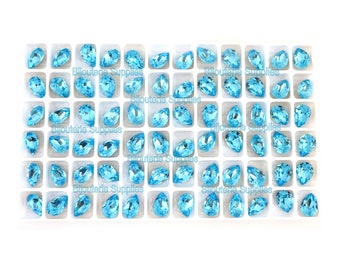 Preciosa Maxima Aqua Bohemica Loose Crystals, 10x7mm Fancy Pear Teardrop, Foiled Point Back for Gluing or Setting, DIY Jewelry Supplies