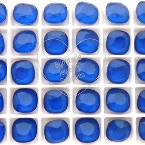 Royal Majestic Navy Blue Loose Crystals, 4470 12mm Fancy Cushion Cut, Rounded Square, DIY Jewelry Supplies, Multi-Pack Discounts
