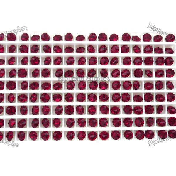 Preciosa Maxima ROYAL Ruby, Loose Crystals, 6mm 29ss Round Foiled Chatons, 1088 Featuring 18 Facets, DIY Jewelry, Quantity Discount