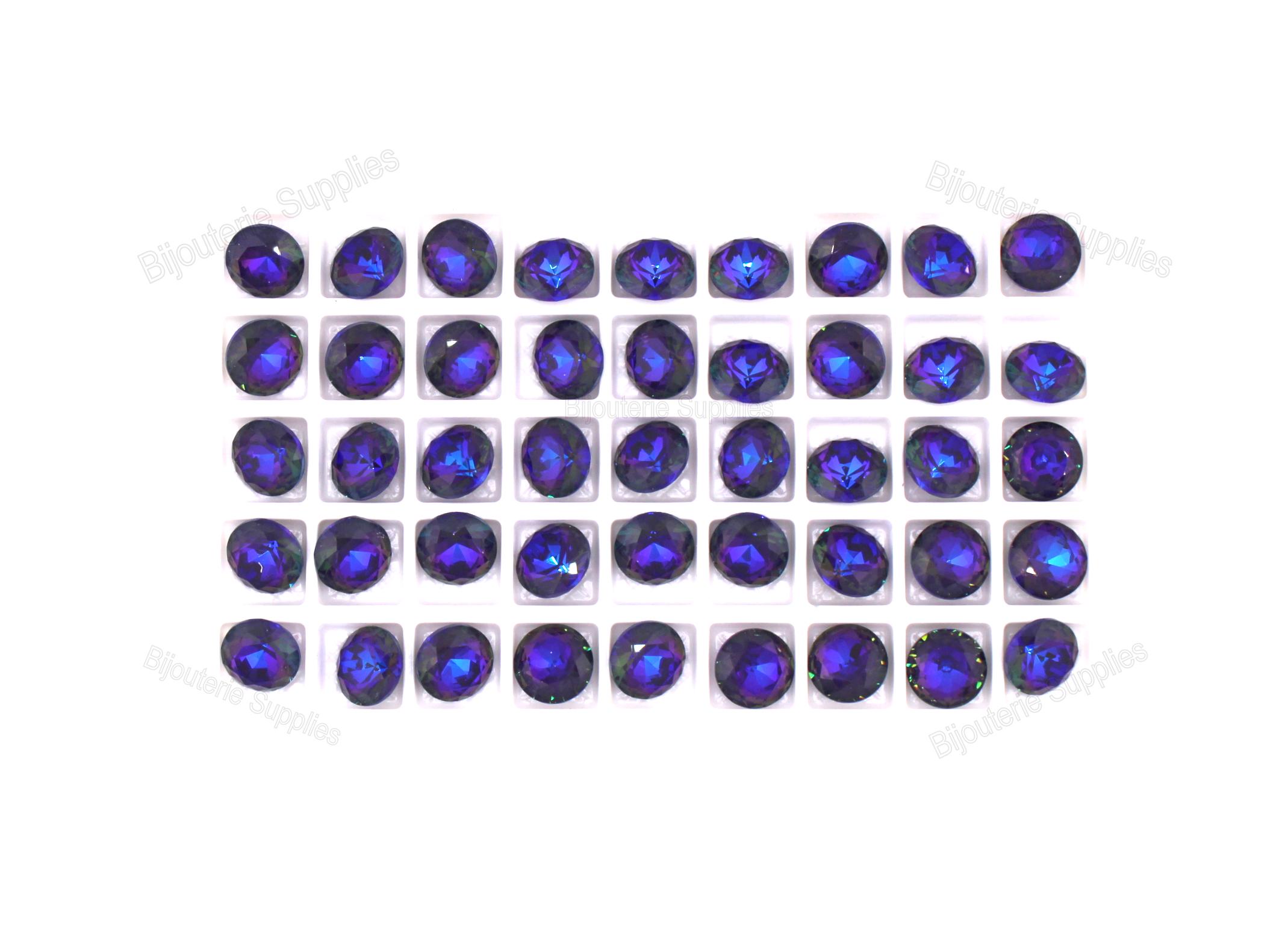Burgundy Delite Loose Crystal Chatons, Iridescent Purple, 11mm 47ss Round Lacquered Back, DIY Jewelry Supplies, Quantity Discounts