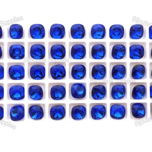 Aurora Capri Blue Loose Crystals, 4470 10mm Fancy Cushion Cut Foiled Back, Rounded Square, DIY Jewelry, Quantity Discount
